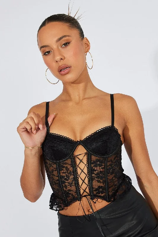 Black Lace Corset Top