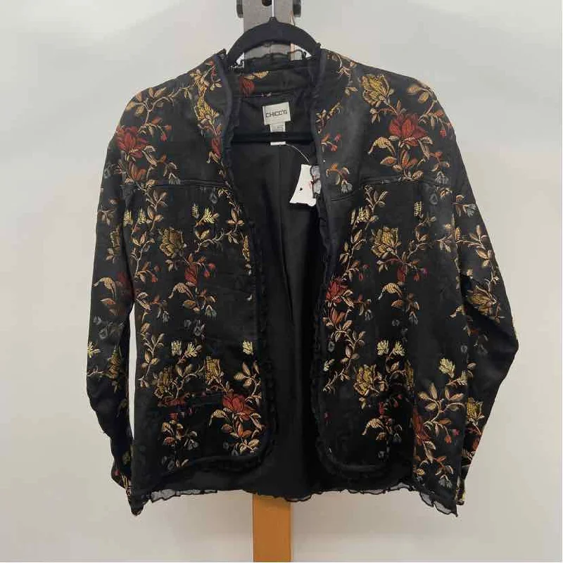 Chicos Women's Size L Black Floral Jacket