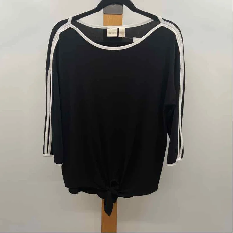 Chico's Women's Size M Black Solid Long Sleeve Shirt