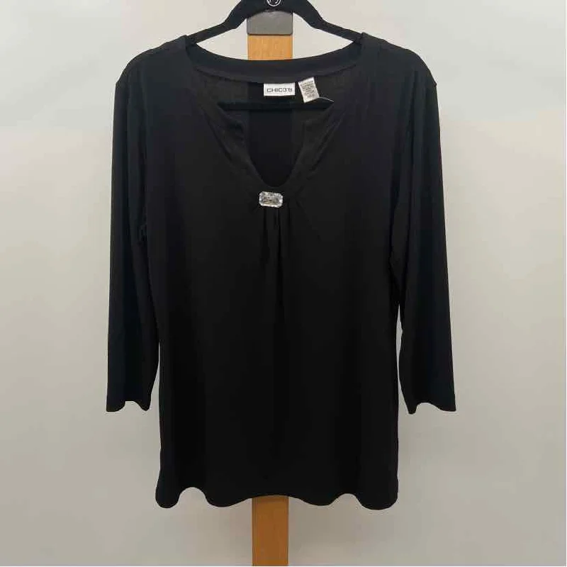 Chicos Women's Size XL Black Solid Long Sleeve Shirt