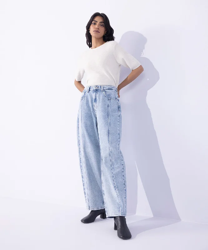 Barrel Fit Jeans with Panels